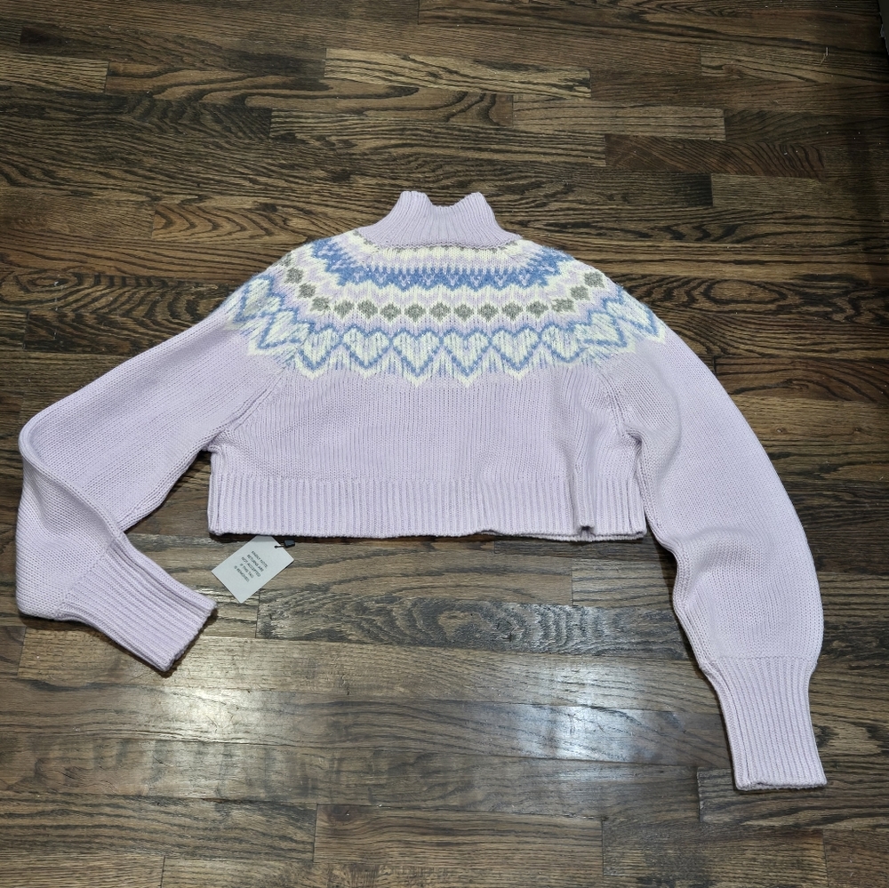 MAJORELLE X Revolve Tamera Fairisle Sweater in Purple & Blue Crop NWT  Size S - Picture 4 of 8